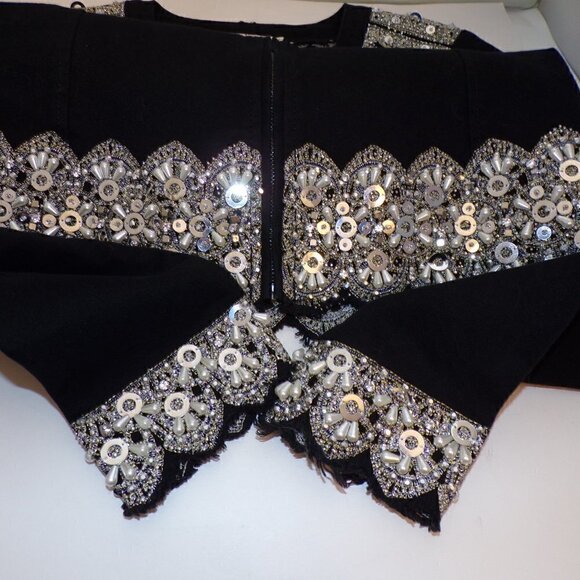LUXE MODA Lavishly Embellished Black Jacket So Beautiful!! sz S - Picture 6 of 7